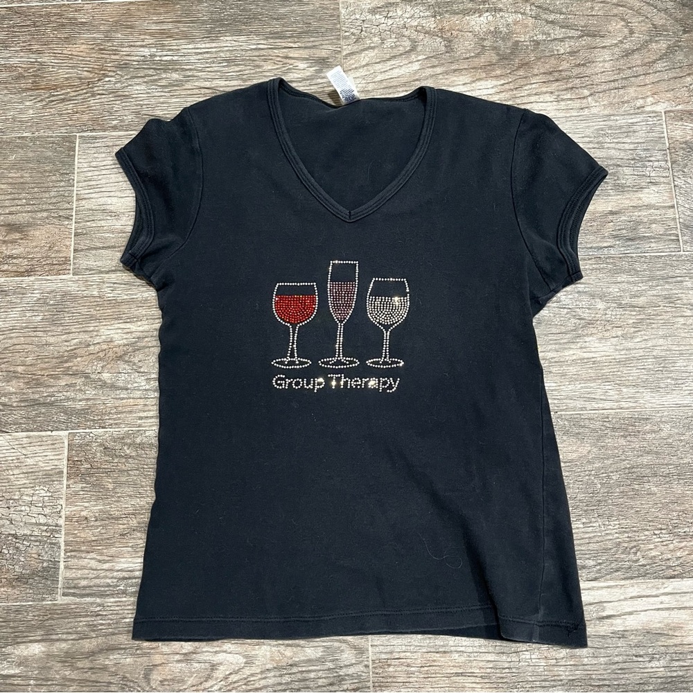 Tee with Wine Glass Graphic